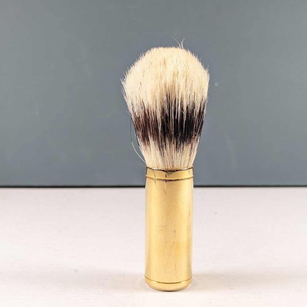 Vintage Wet shaving brush with gold toned metal handle